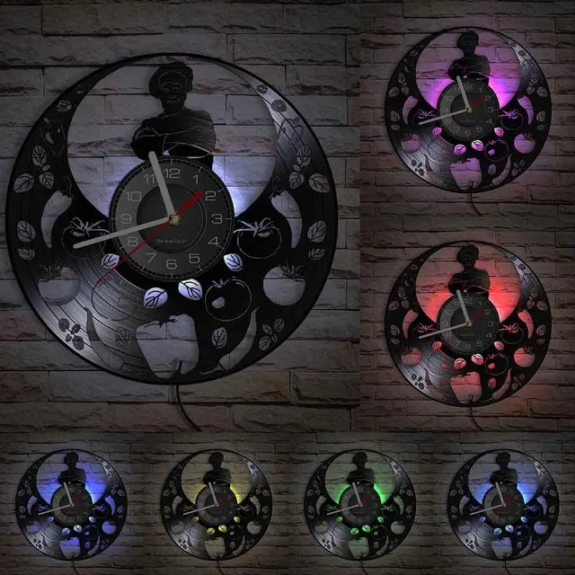 

3d-часы шеф-повара, настенные кварцевые часы с лазерной гравировкой овощей, томатов, специй, декоративные подвесные часы