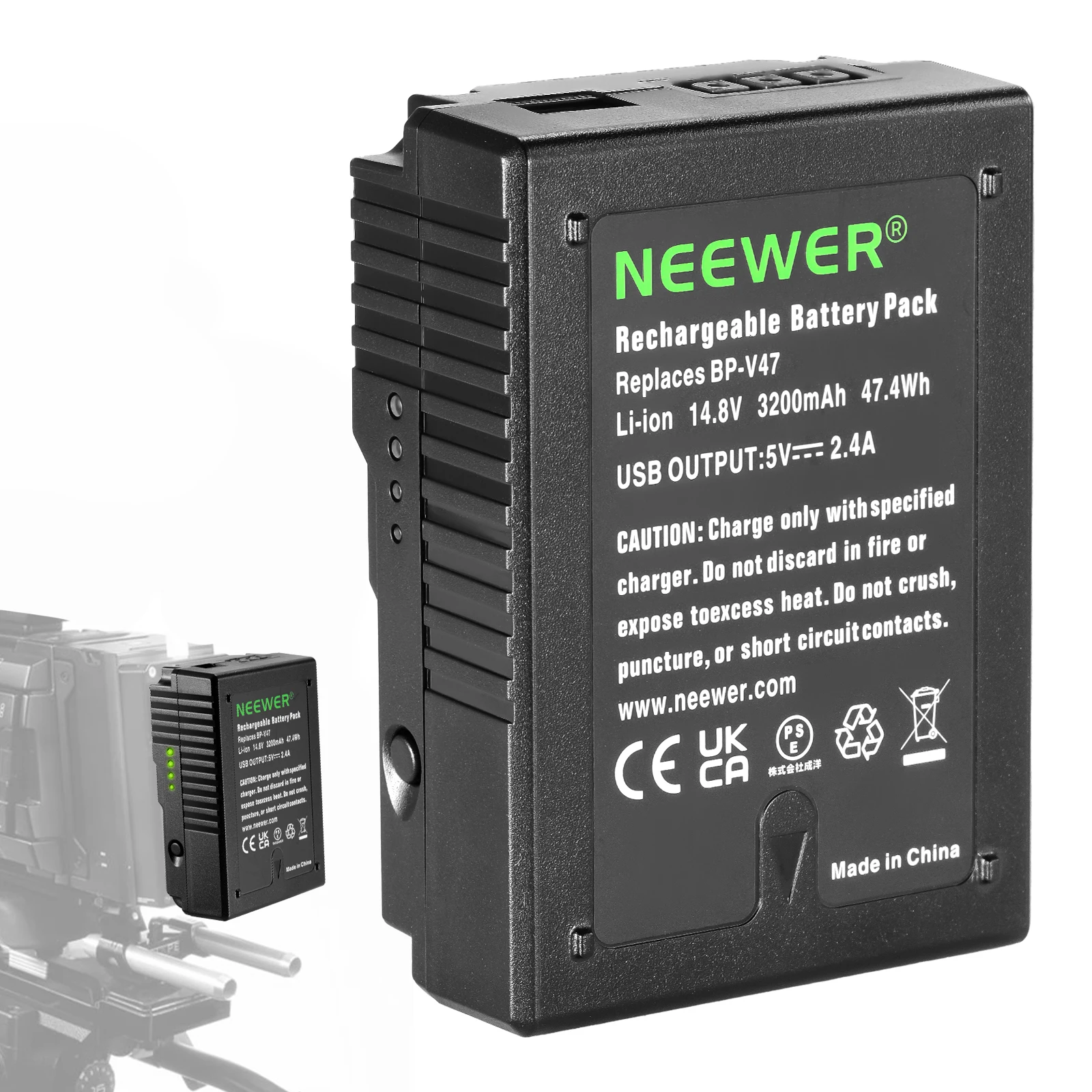 

NEEWER V крепление/V Блокировка батареи, 47Wh 14,8 V 3200mAh Мини легкая перезаряжаемая литиевая батарея для вещания студийного видео