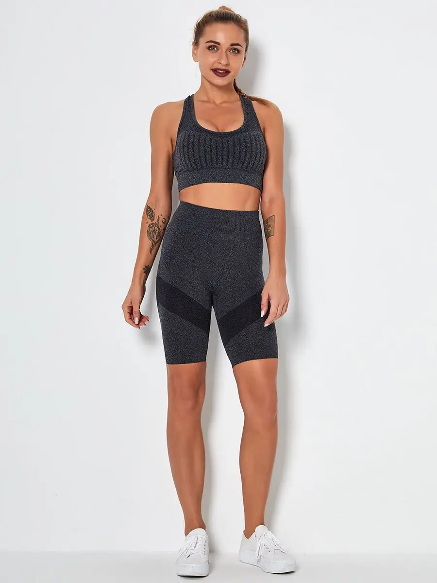 Комплект Спортивный Женский бесшовный с высокой талией пуш-ап |