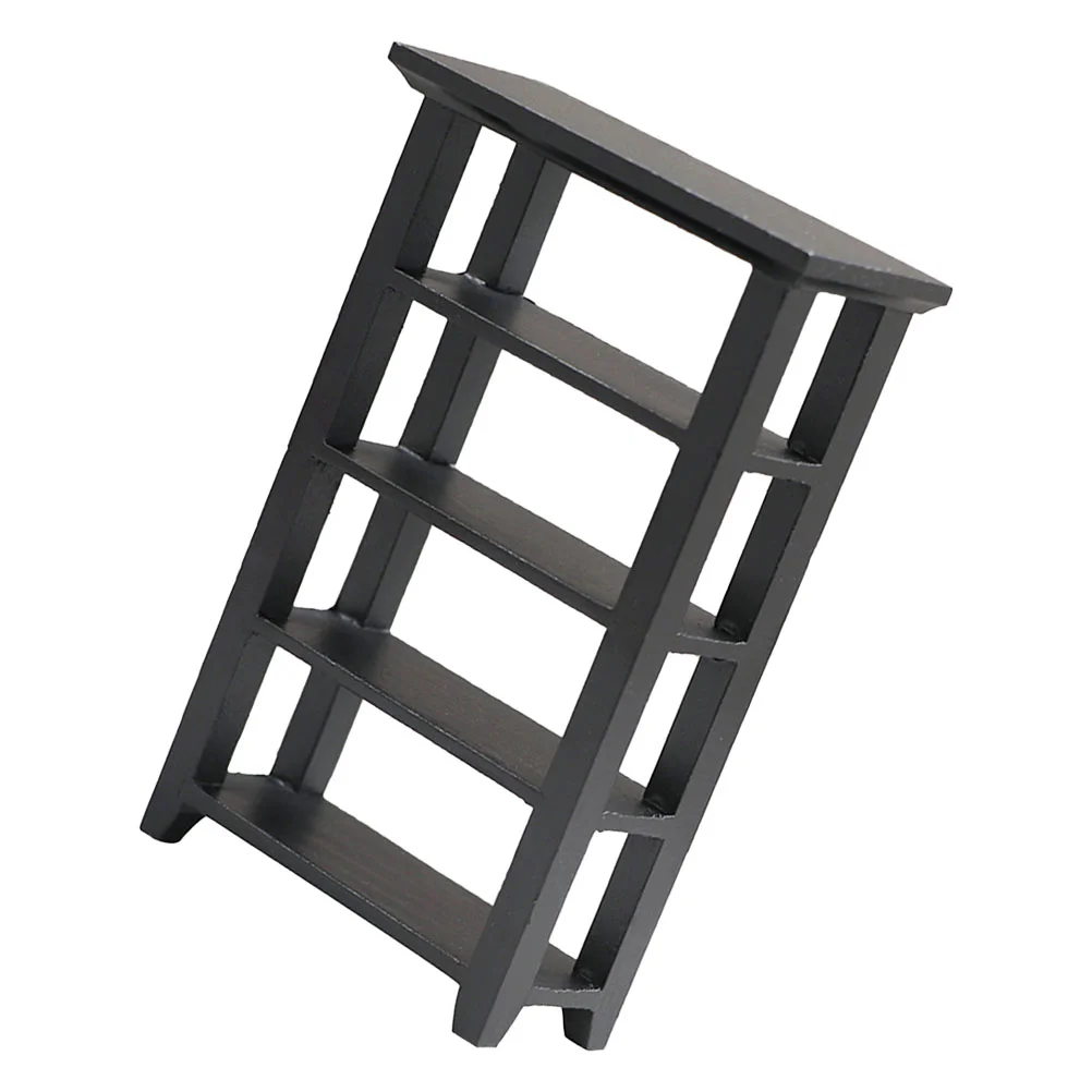 

Black Flower Stand Mini House Decoration Miniature Pot Furniture Model Bookcase Shelf