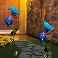 teresas collections garden solar led light outdoor decor butterfly stakes lamp statues lawn landscape accessories decorations
