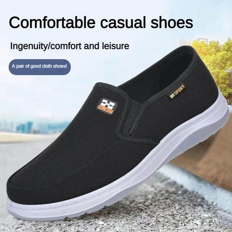 Men's Spring and Autumn Breathable Canvas Shoes Flat Bottom Anti slip Work Shoes Men's Casual Single Shoes