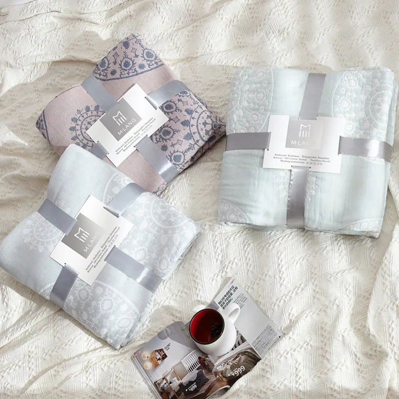 

Cotton Gauze Towel Blanket Air-conditioned Blanket On The Bed Classical Soft Blankets And Throw Adult Nap Travel Cover Blanket