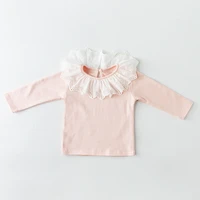 2022 summer lace ruffles knitted childrens t shirt casual quality o neck long sleeve girl tshirt tops tee