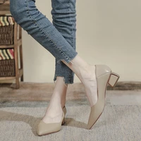 women pointed toe metal pumps woman mary janes two ways tacones mujer comfy slip on med high heels shoes