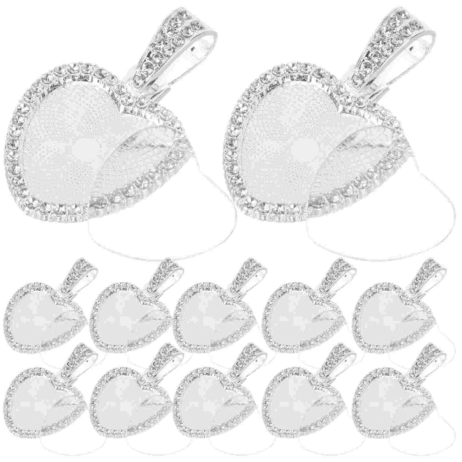 

Pendant Bezel Trays Tray Jewelry Setting Blank Blanks Heart Photo Necklace Sublimation Chain Round Lamp Craft Charm Rhinestone