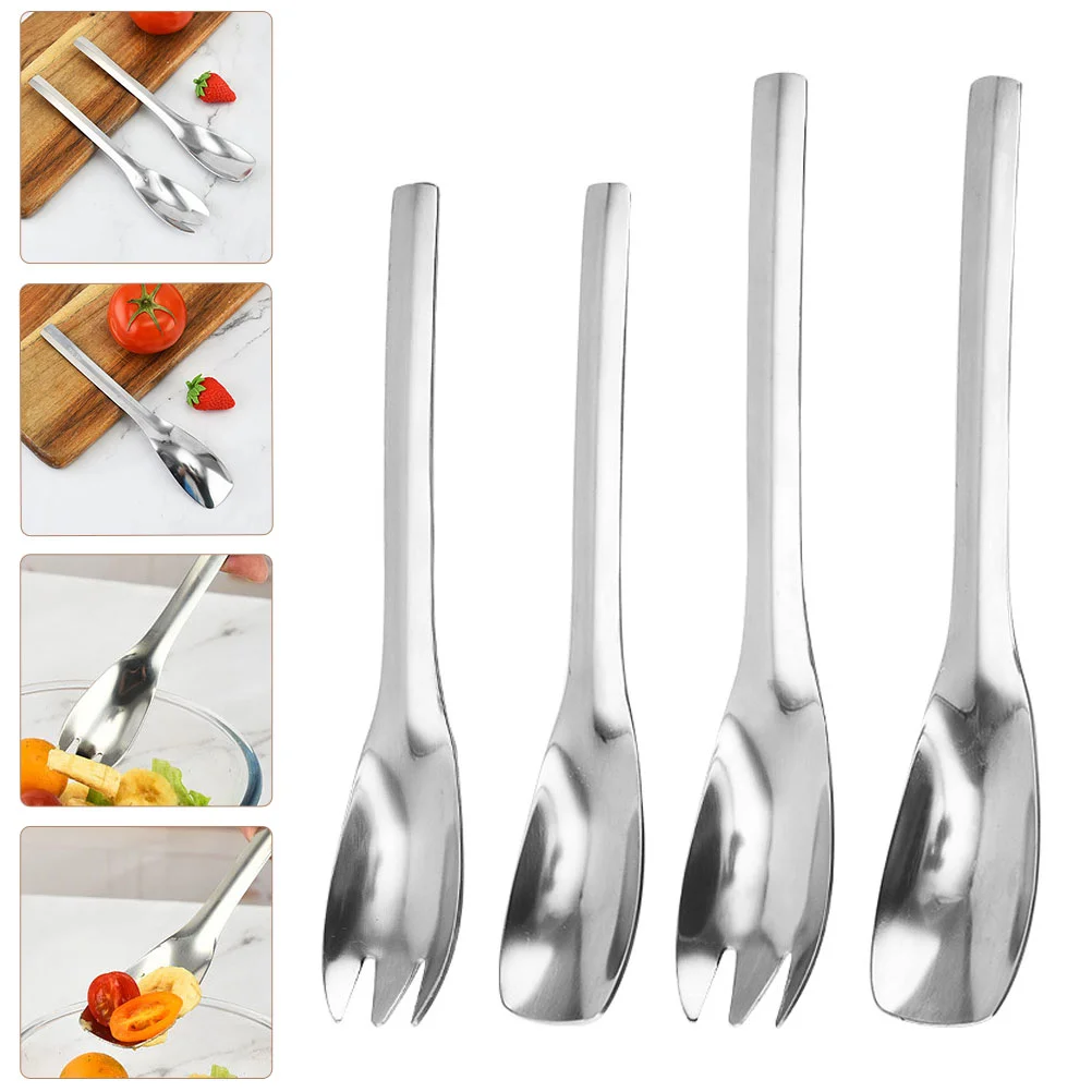 

Spoon Salad Spoons Stainless Steel Kitchen Forks Dessert Ice Server Coffee Serving Utensils Metal Cream Kids Fork Set Stirring