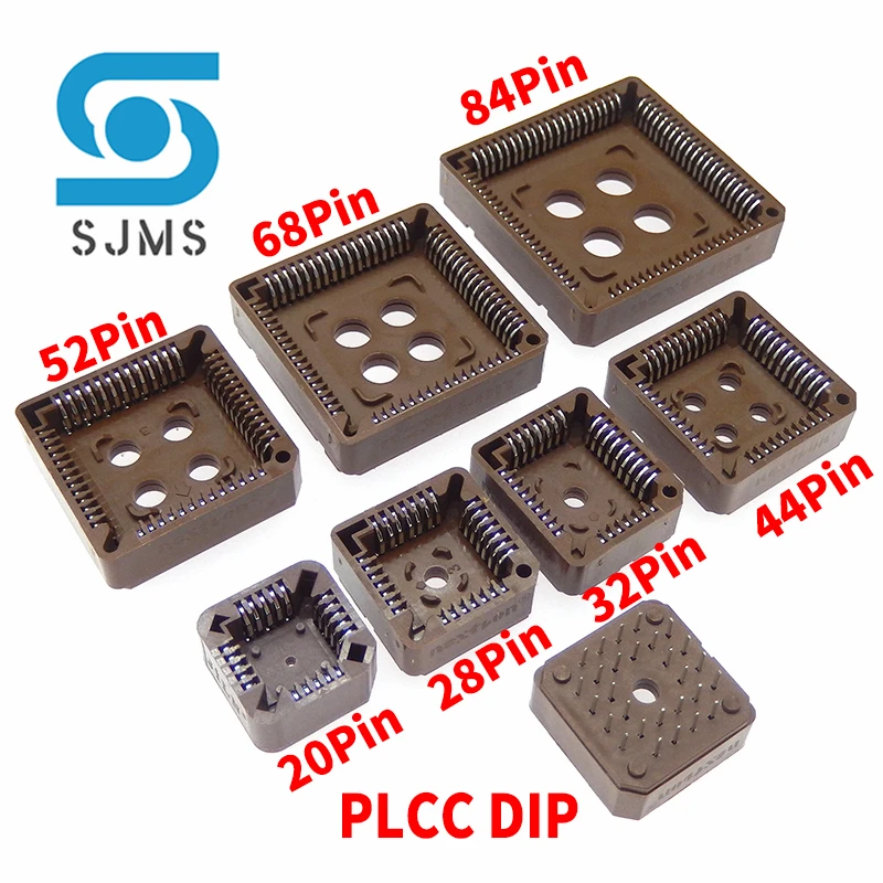 5 шт. PLCC IC Socket PLCC20 PLCC28 PLCC32 PLCC44 PLCC52 PLCC68 PLCC84 SMD DIP PLCC Socket Adapter в наличии 20 28 32 44 68 84 Pin