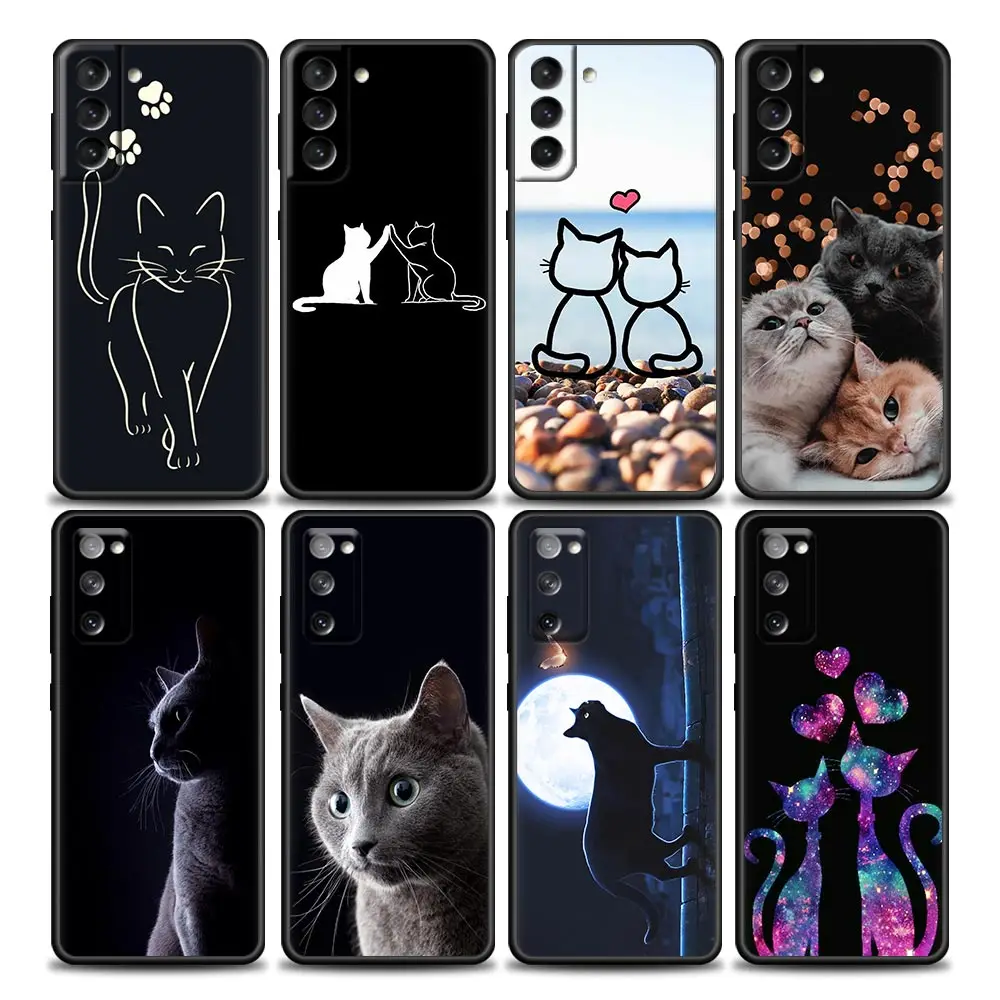 

Funda Phone Case for Samsung Galaxy S22 S8 S9 S10 Lite S10e S21 S20 FE Plus Ultra 4G 5G Case Coque Capa Cute Funny Cat Line Art