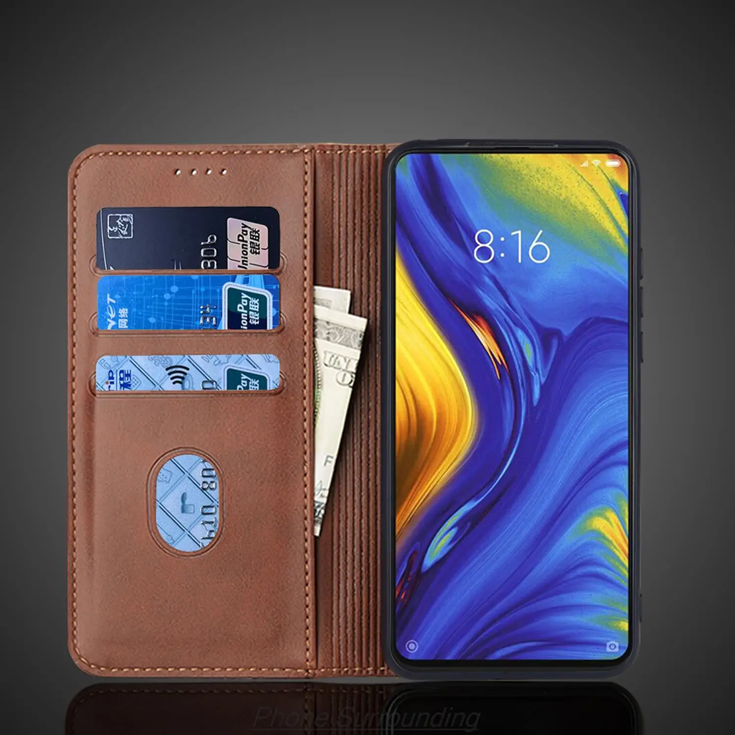 Кожаный чехол для Xiaomi Mix 3/Xiaomi Mi 3 держатель карт кобура с магнитным притяжением