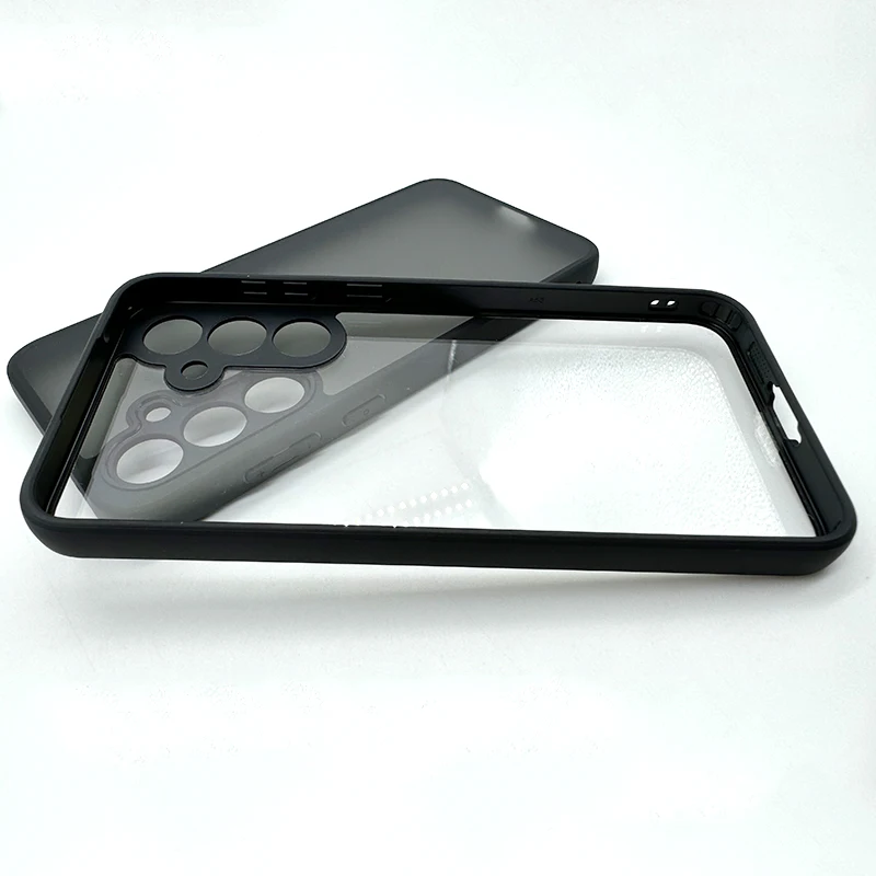 Чехол для Samsung Galaxy A55 с черными краями Прозрачный ударопрочный чехол из