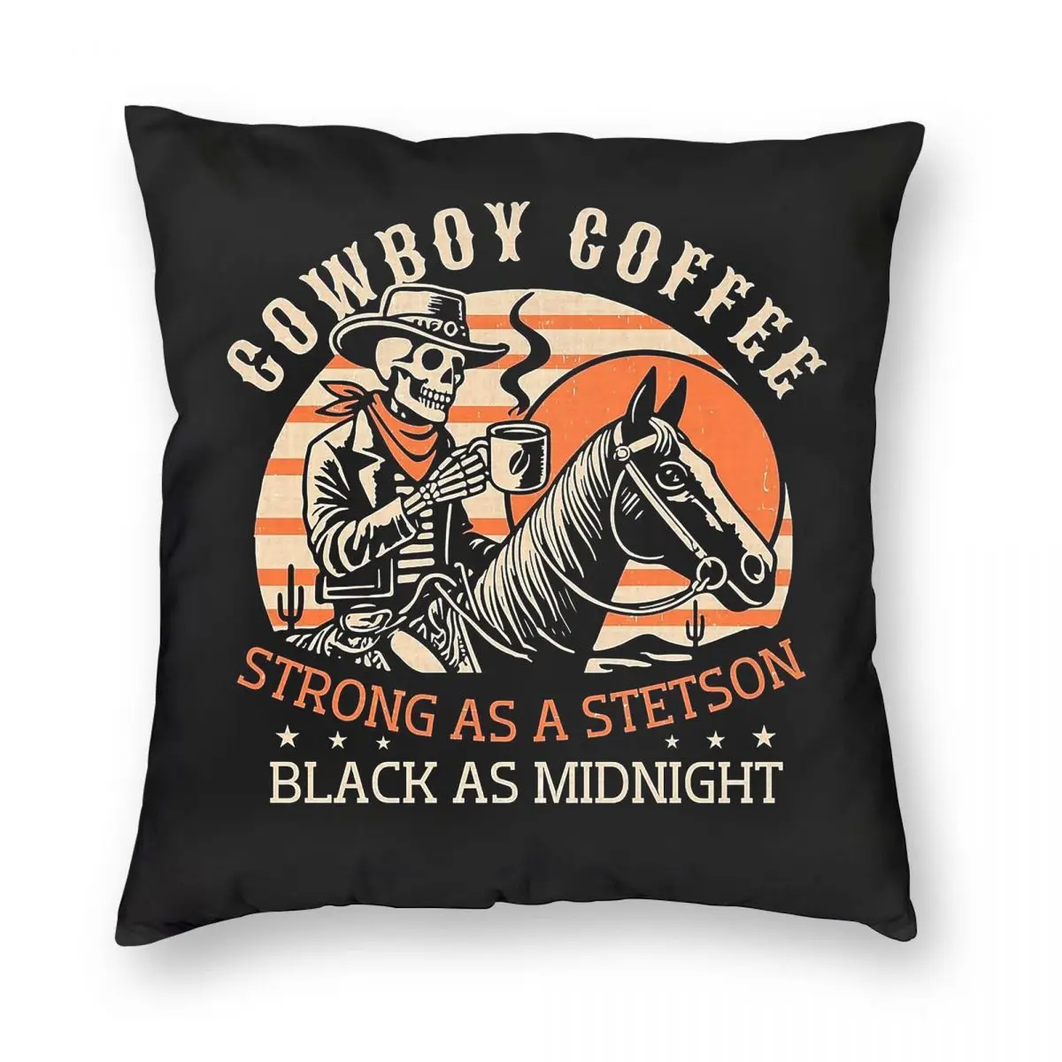 Фото Наволочка для подушки Cowboy Coffee Stronger As Stetson Square, полиэстер, лен, бархат, с узором, на молнии, декоративная, для автомобиля, оптом №5