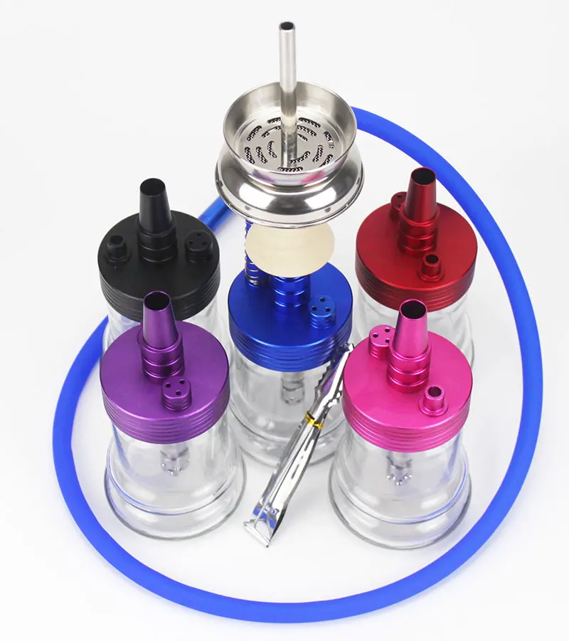 

Mini Glass Bottle on Sale Portable Hookah Foldable with Travel Bag Small Hookah with Aluminum Stem Shisha Set