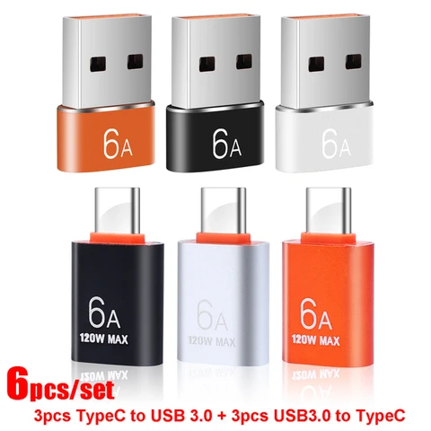Адаптер OTG с USB на Type C, 6 А, 120 Вт, адаптер для передачи данных