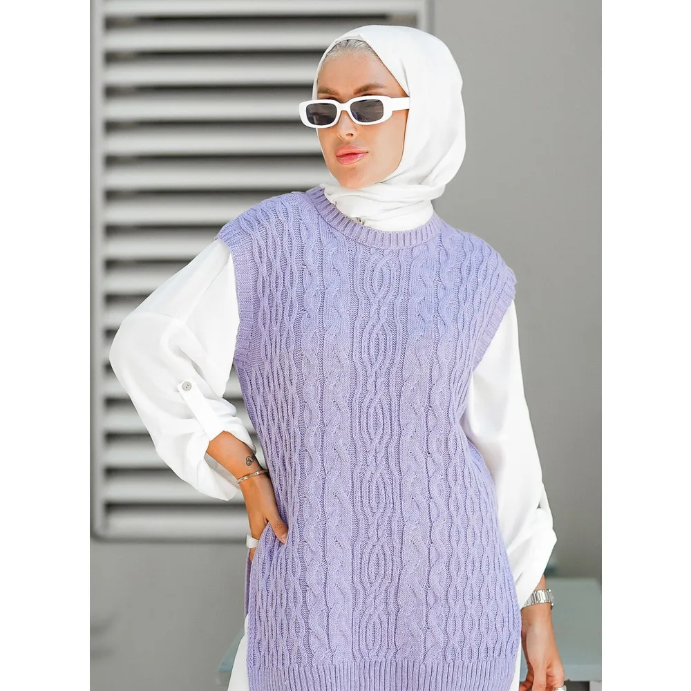 

Плетеный вручную джемпер с вырезами из волос Dorlie-сиреневый