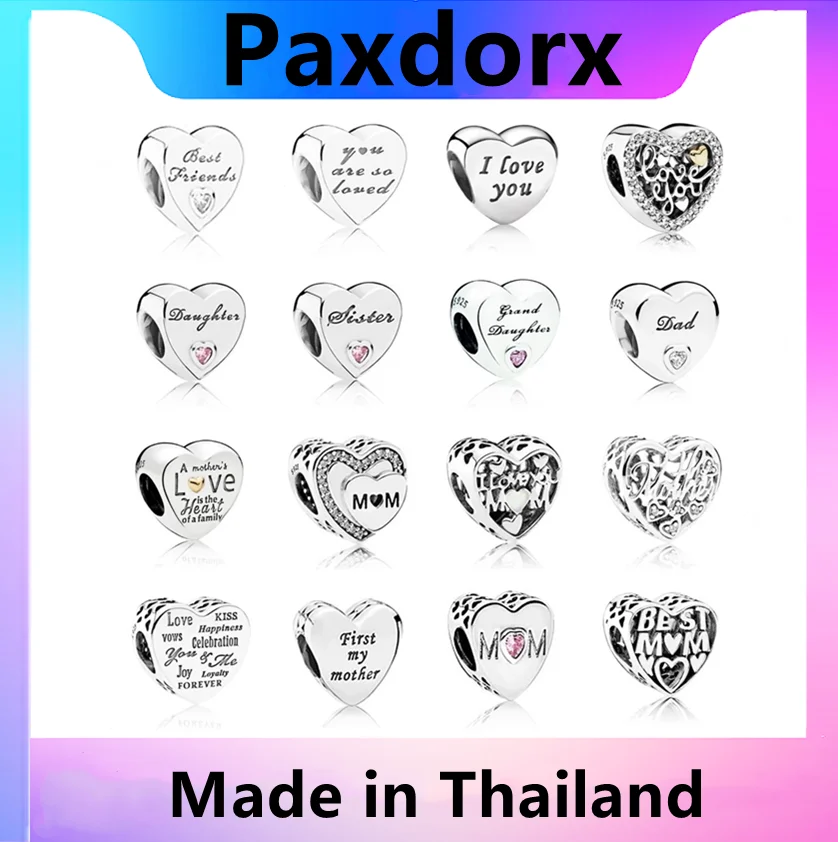 

2023 NEW 100% 925 Sterling Silver Bracelet For Original Europe Spring Women's Day LOVE Mother Gift DIY Family Charm Bead Jewelry
