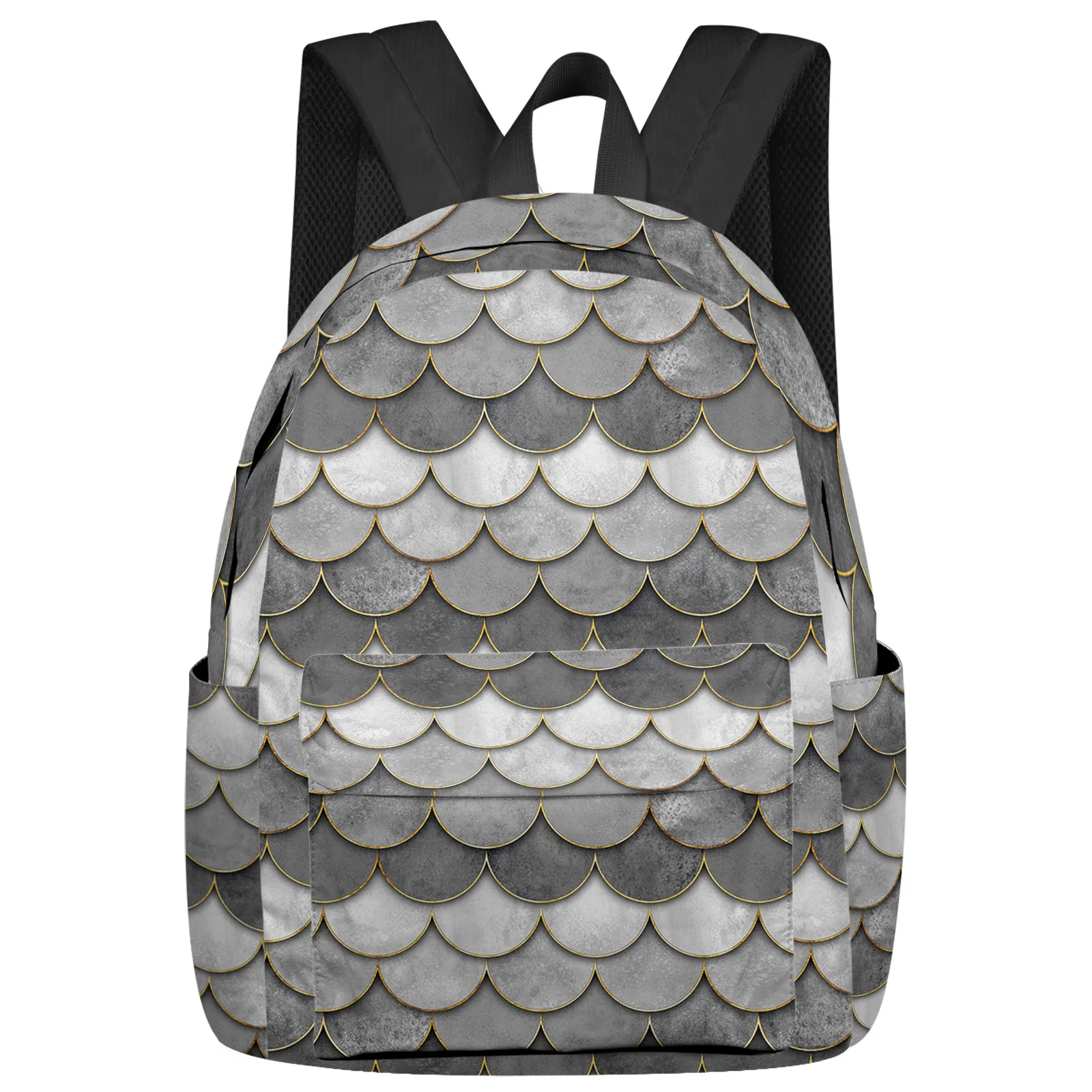 

Рюкзак для ноутбука с градиентной текстурой в виде рыбьей чешуи, школьный ранец на заказ для мужчин и женщин, дорожный серый цвет