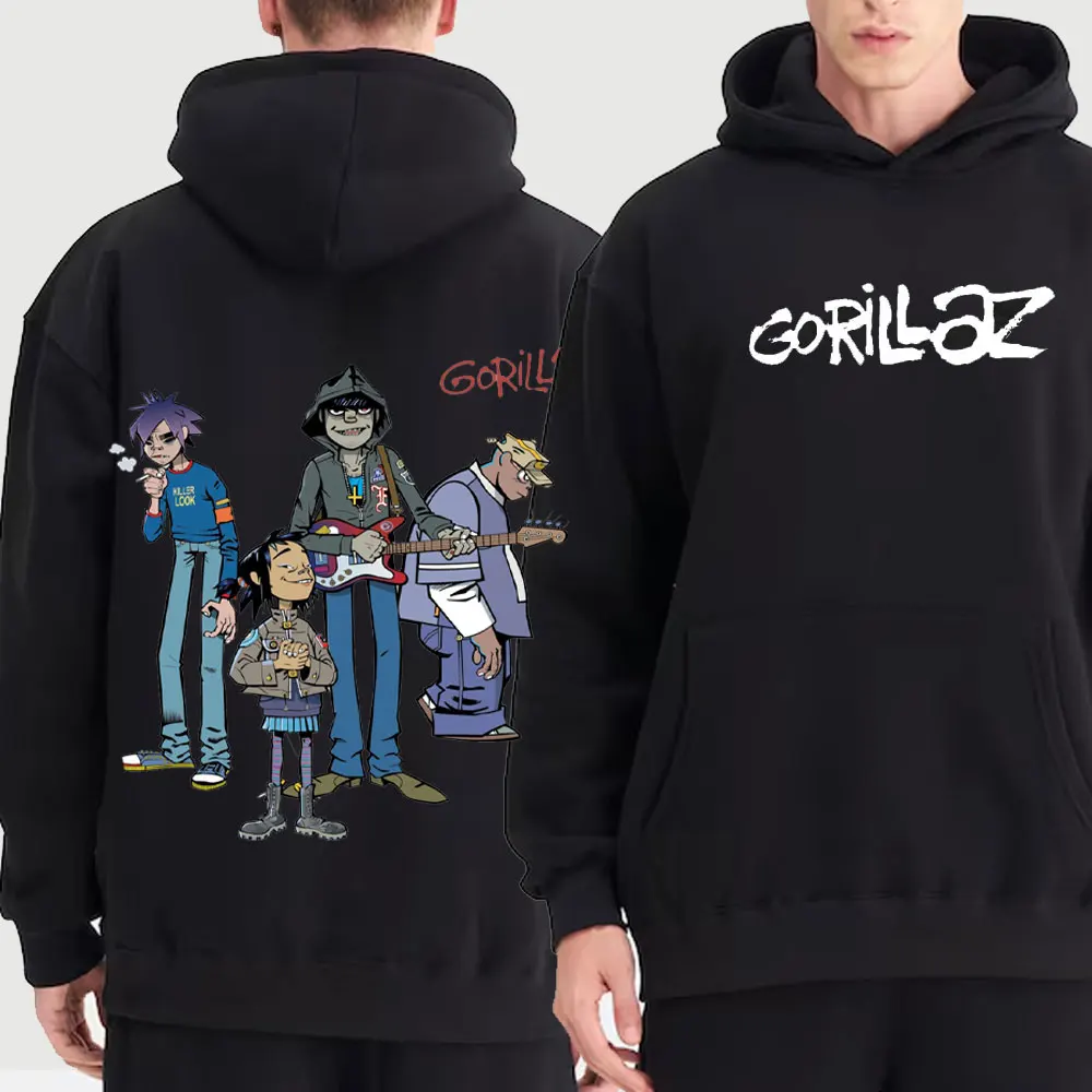 Новые толстовки с музыкальной группой Gorillaz PUNK ROCK свитер капюшоном и мультяшным