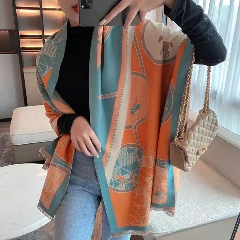 Новый модный шарф лошади имитация кашемира простой стиль Осень/Зима теплые