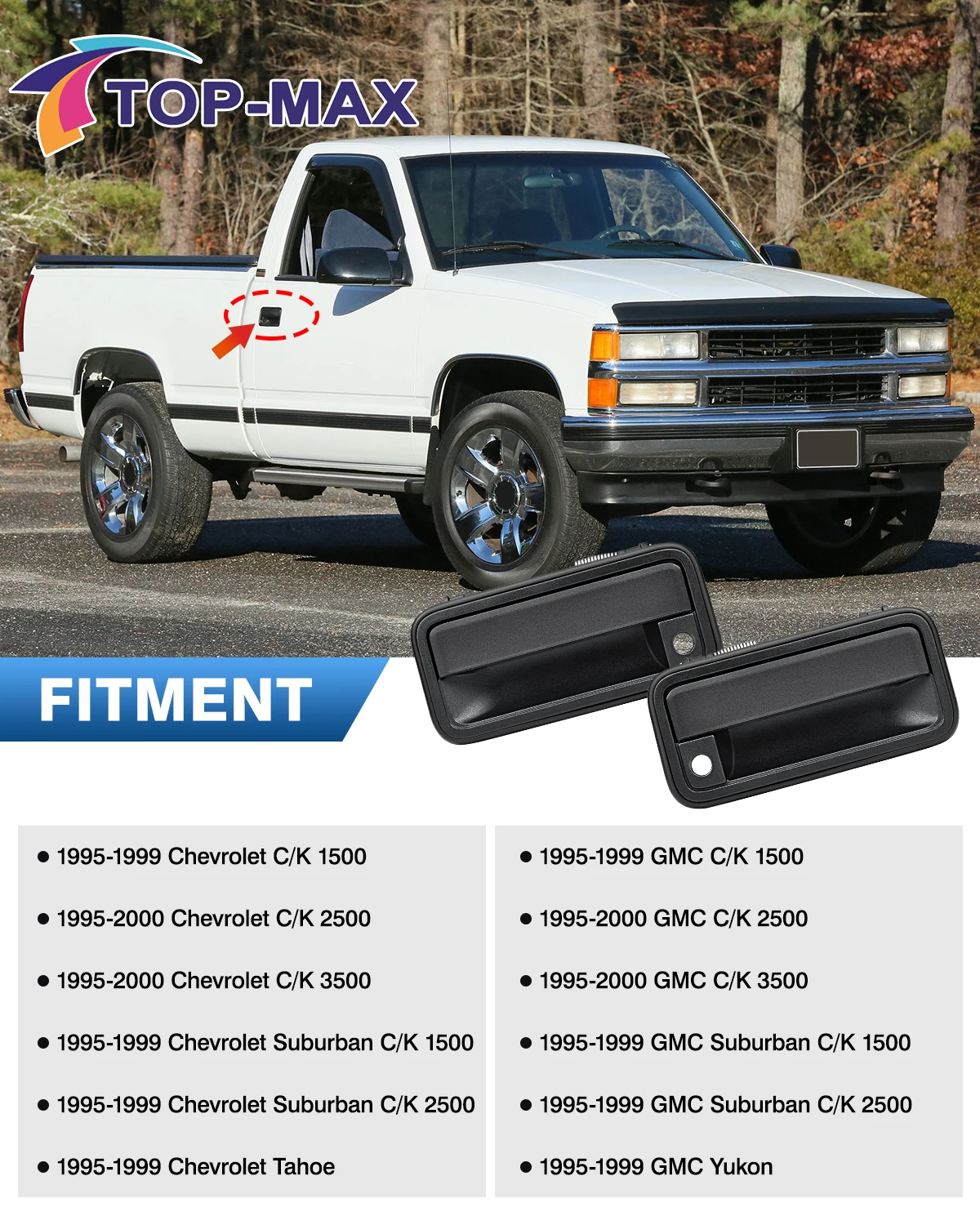 Exterior Door Handle Front Left Right For Chevrolet Chevy Tahoe Suburban C1500 C2500 C3500 K1500 K2500 K3500 GMC Yukon 15742229