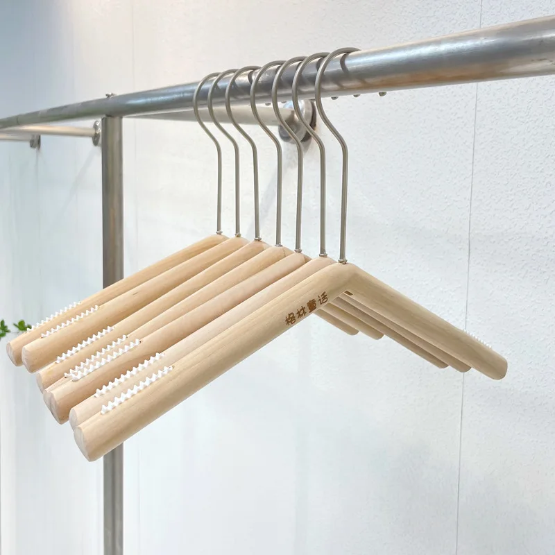 

5pcs Wood Clothes Rack Solid Wood Hanger NonSlip Hangers Clothes Hangers Shirts Sweaters Dress Hanger Drying Rack for Home Round