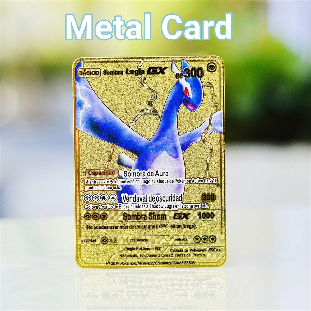 

Metal Pokemon Letters Hard Iron Cards Charizard Vmax Picchu Mewtwo Gx Golden Pokimon Rare Card Anime Collection Cartas Game Toys