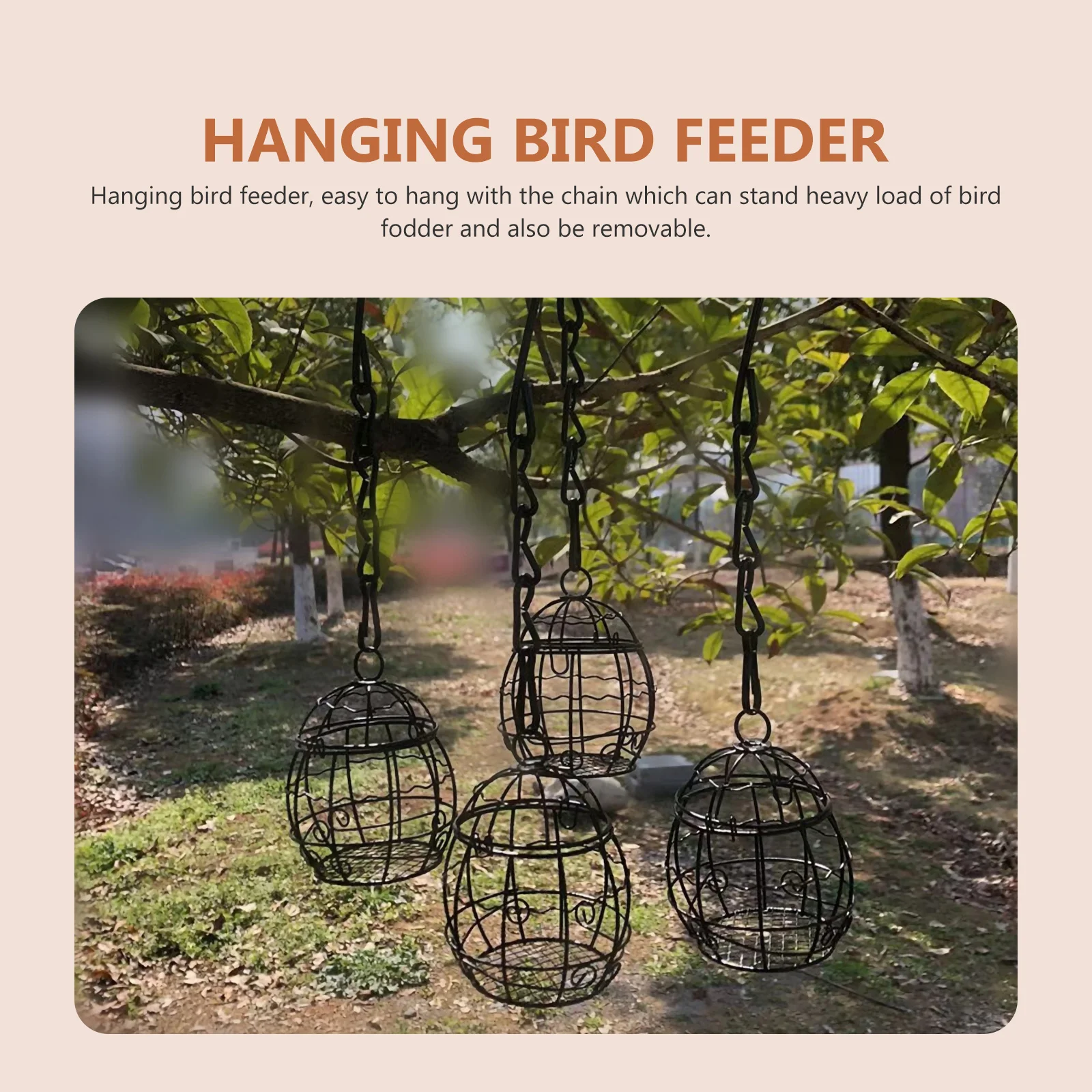 

2 Pcs Outdoor Spring Decor Bird Cage Feeder Durable Swing Designed Hanger Feeders Birds Garden Fodder Container Organizer