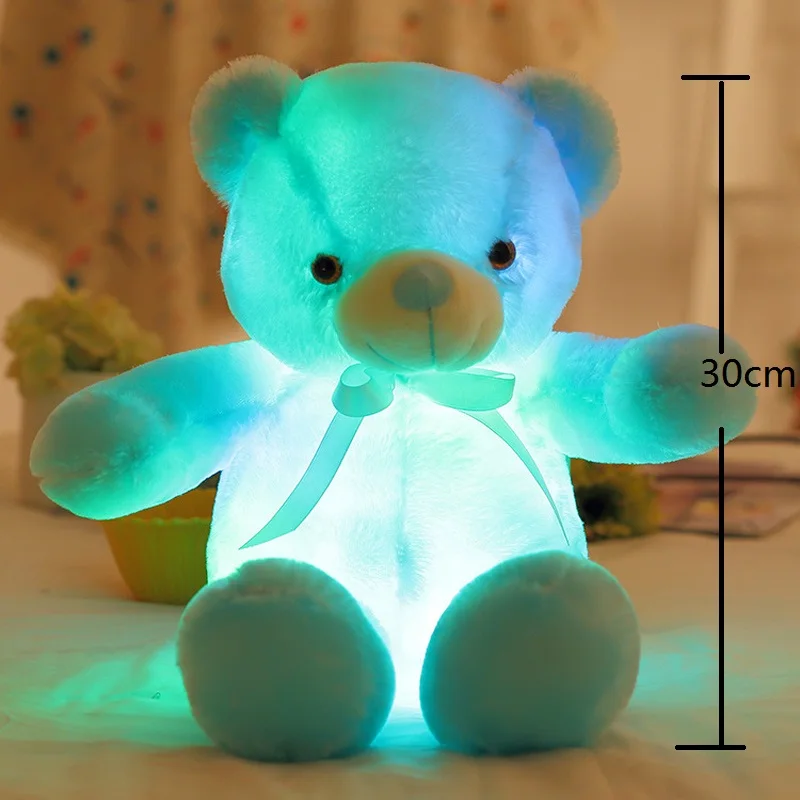 Christmas Luminous Plush Toys Light Up LED Colorful Glowing Teddy Bear Stuffed Animal Kids Doll Gift For Children Girls 50CM | Игрушки и
