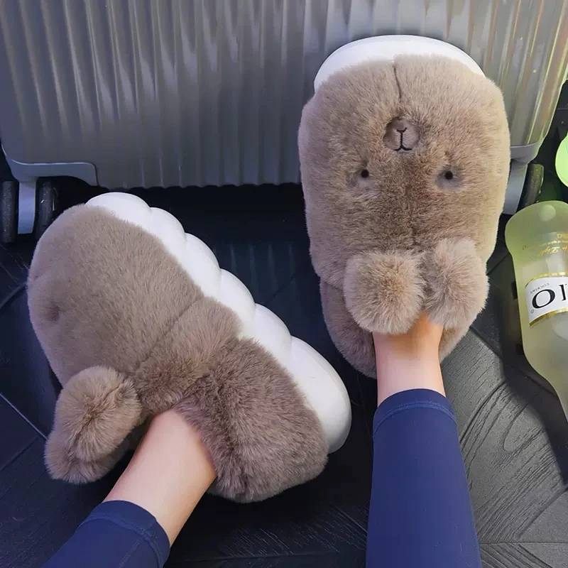 2023 Women's Winter Warm Shoes Plush Lining Indoor Slippers Couples Platform Heel High Top Snow Boots Female Male Home Slipper