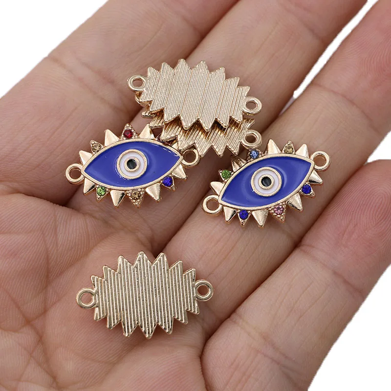 Позолоченный эмалевый соединитель сглаза для изготовления ювелирных изделий