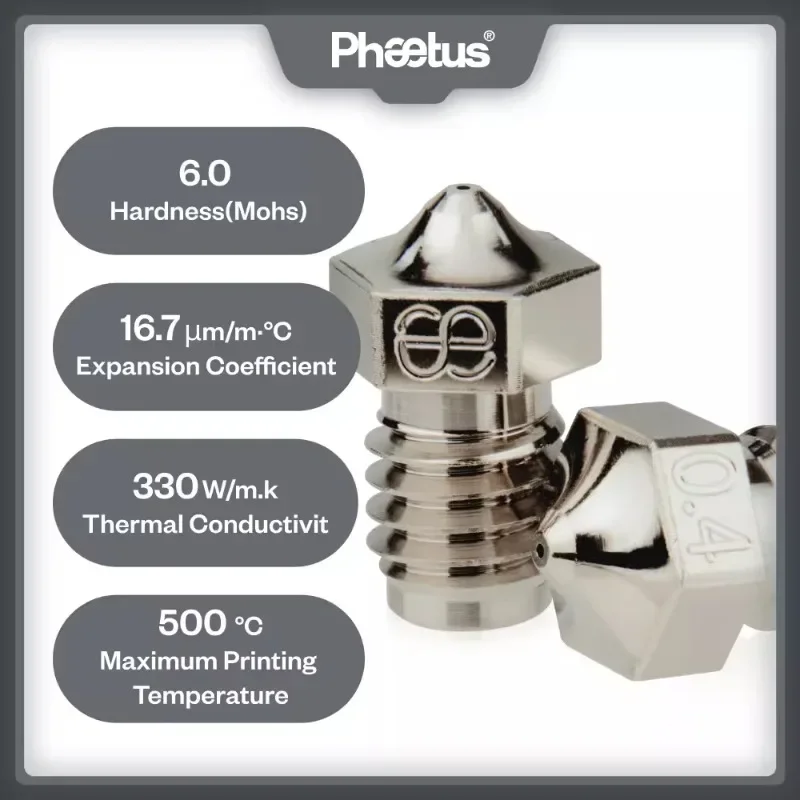 Насадка из гальванического медного сплава PHAETUS 500г. ° C для 3D-принтера V6 Voron2.4