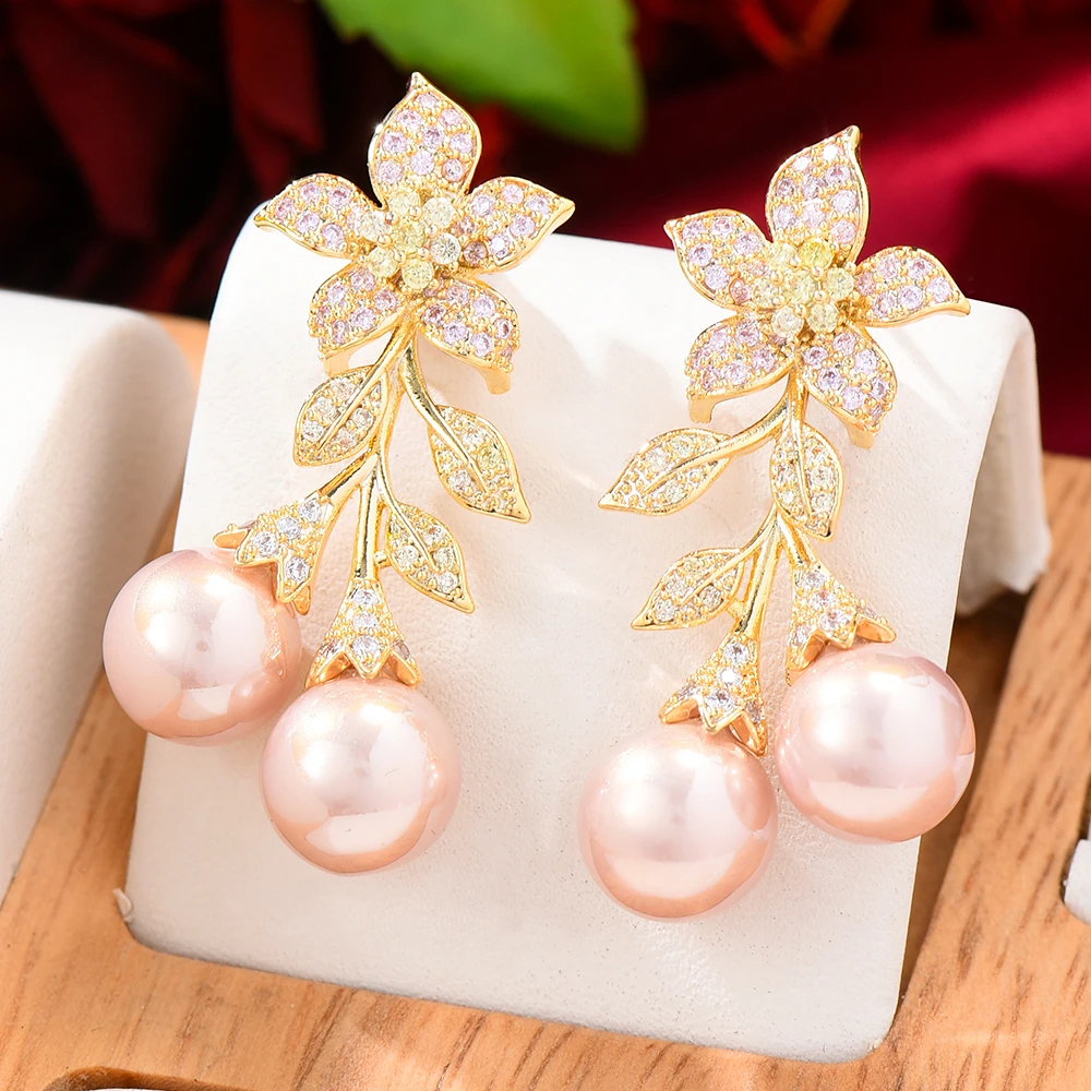 GODKI модные серьги с искусственным жемчугом и цветком для женщин богемные