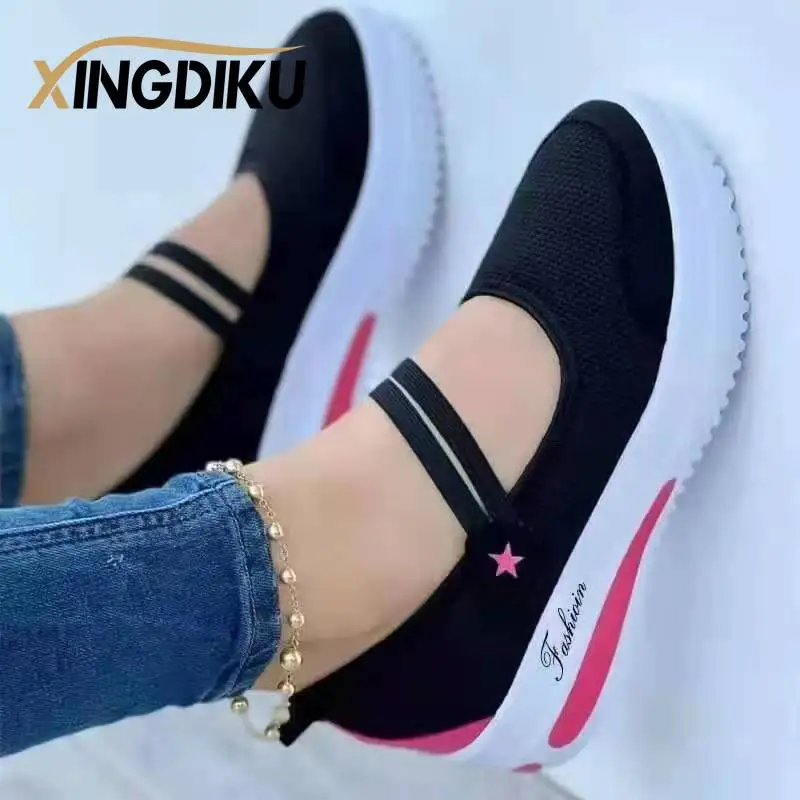 

Summer 2022 Ladies Sandals Fly Woven Mesh Breathable Comfort Women's Shoes Sports Sandals Stars Decorated Plus Size Sandals