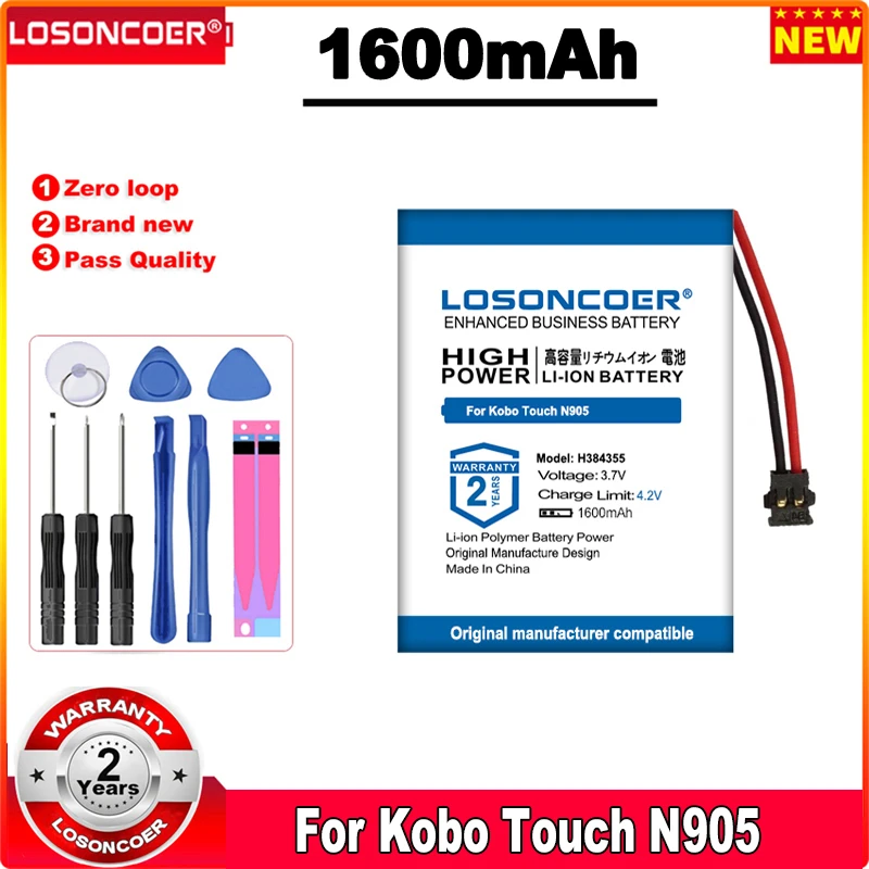 

LOSONCOER 1600mAh e-reader Battery for Mp4 PAD DIY bluetooth kobo n905b,kobo n905,kobo n905c H384355 Battery