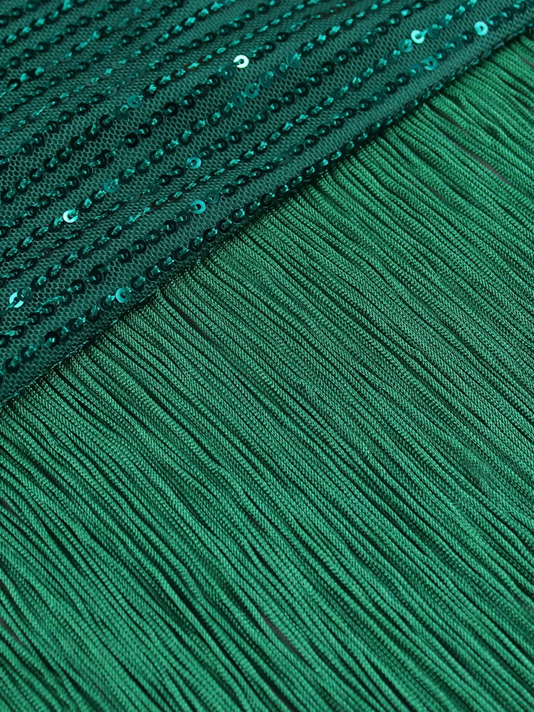 2022 Women Elegant Prom Dress Sexy Sequin Tassels Short Sleeve Luxury Irregular Tunics Party Evening Plus Size Dresses