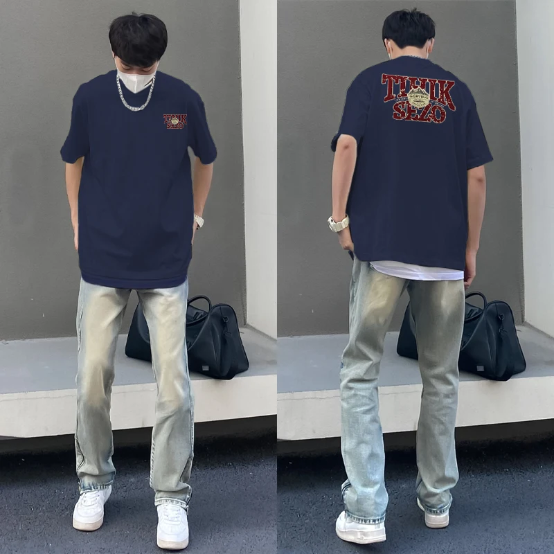 

Футболка Мужская/Женская с буквенным принтом, люксовая Повседневная дышащая хлопковая футболка в стиле ретро, однотонная, большие размеры, лето 2023