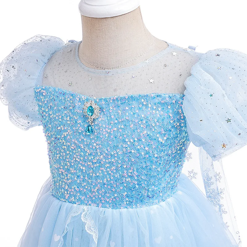 Детское платье Энн и Эльзы Замороженное в милом мультяшном стиле с блестками