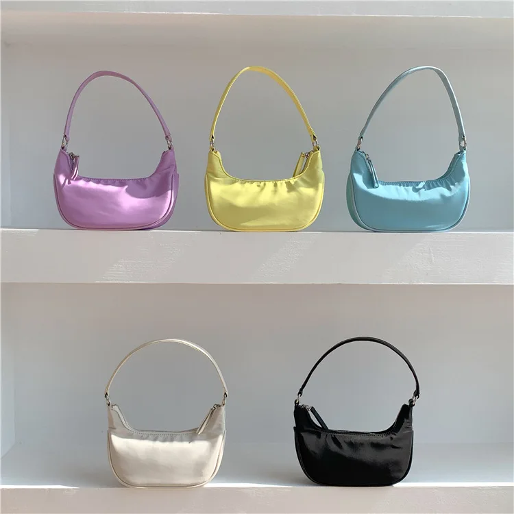 

Casual Half Moon Nylon Women Shoulder Bags Designer Hobos Lady Handbags Simple Underarm Bags Summer Small Female Purses 2023 Bag