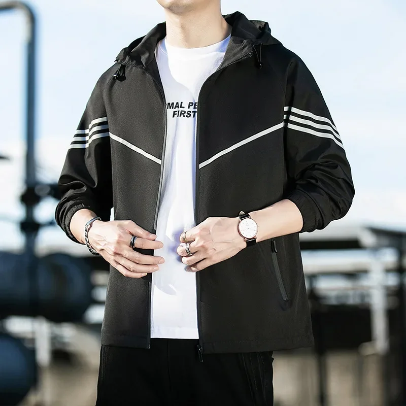 Повседневная мужская куртка 2022 осенняя модная свободного кроя с капюшоном