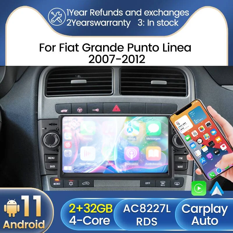 Автомобильный мультимедийный плеер на платформе Android Типоразмер 1 din для Fiat Punto