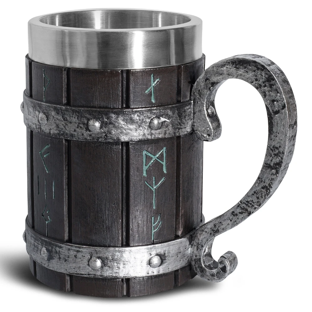 

Retro Viking Mug Stainless Steel Beer Mug Viking Drinkware Tankard Whisky Wine Glass Mugs Bar Decoration Christmas Gift