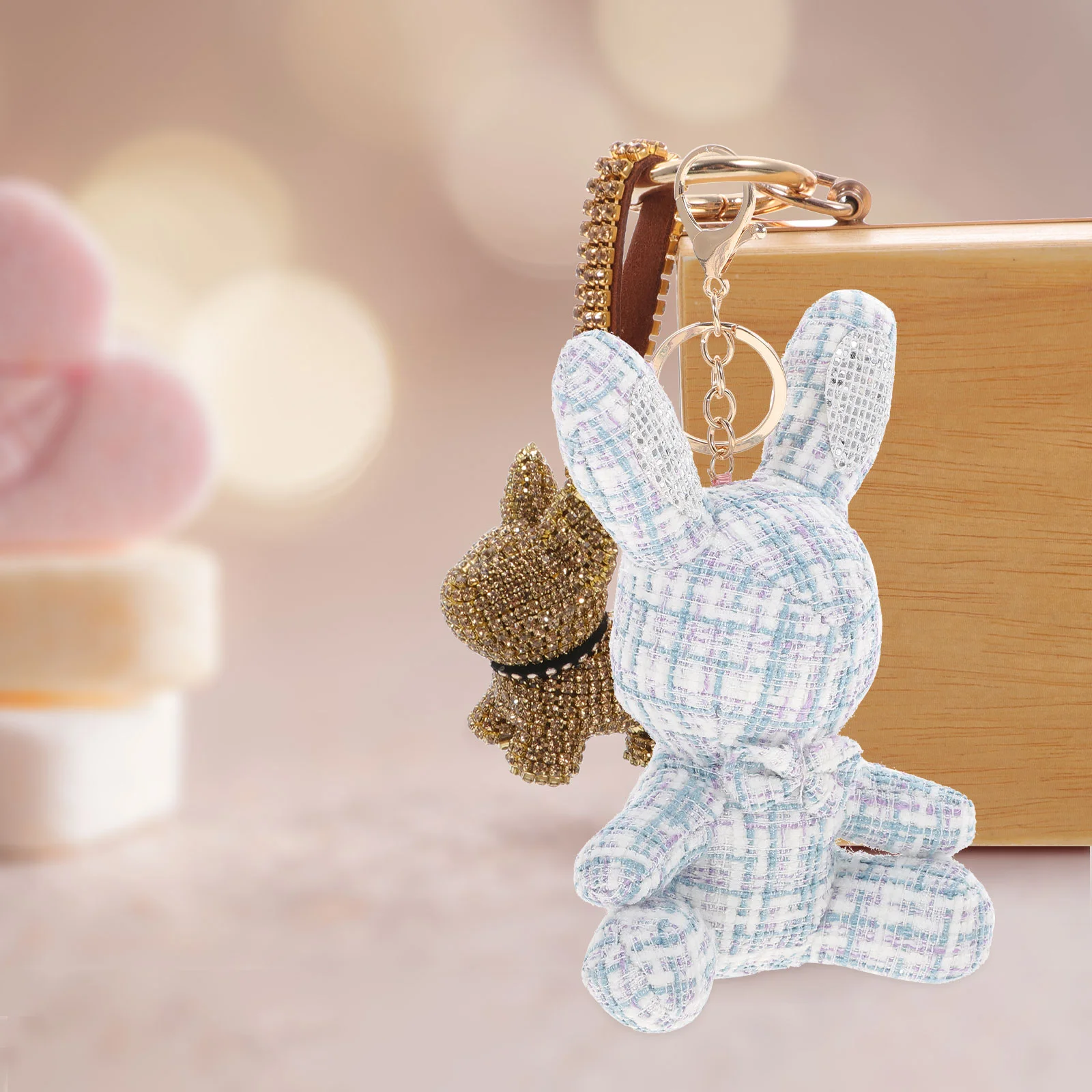 

Keychain Rabbit Plush Animal Bunny Stuffed Key Pendant Ring Keychains Carkeys Bag Year Handbag Charm Charms Chinese