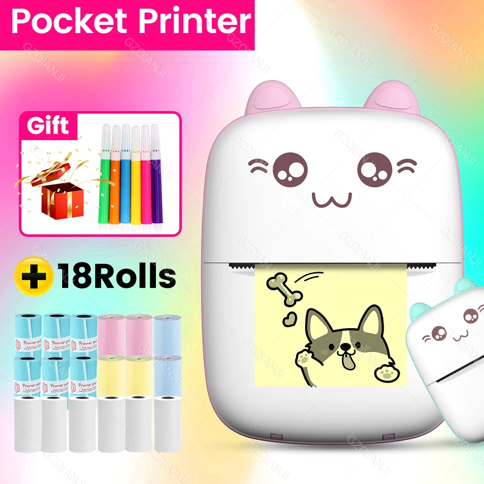 

Cheapest Mini Portable Thermal Printer Wireless Bluetooth Android IOS Printers 2 Color Impresora Termica Maker Machine with Pape