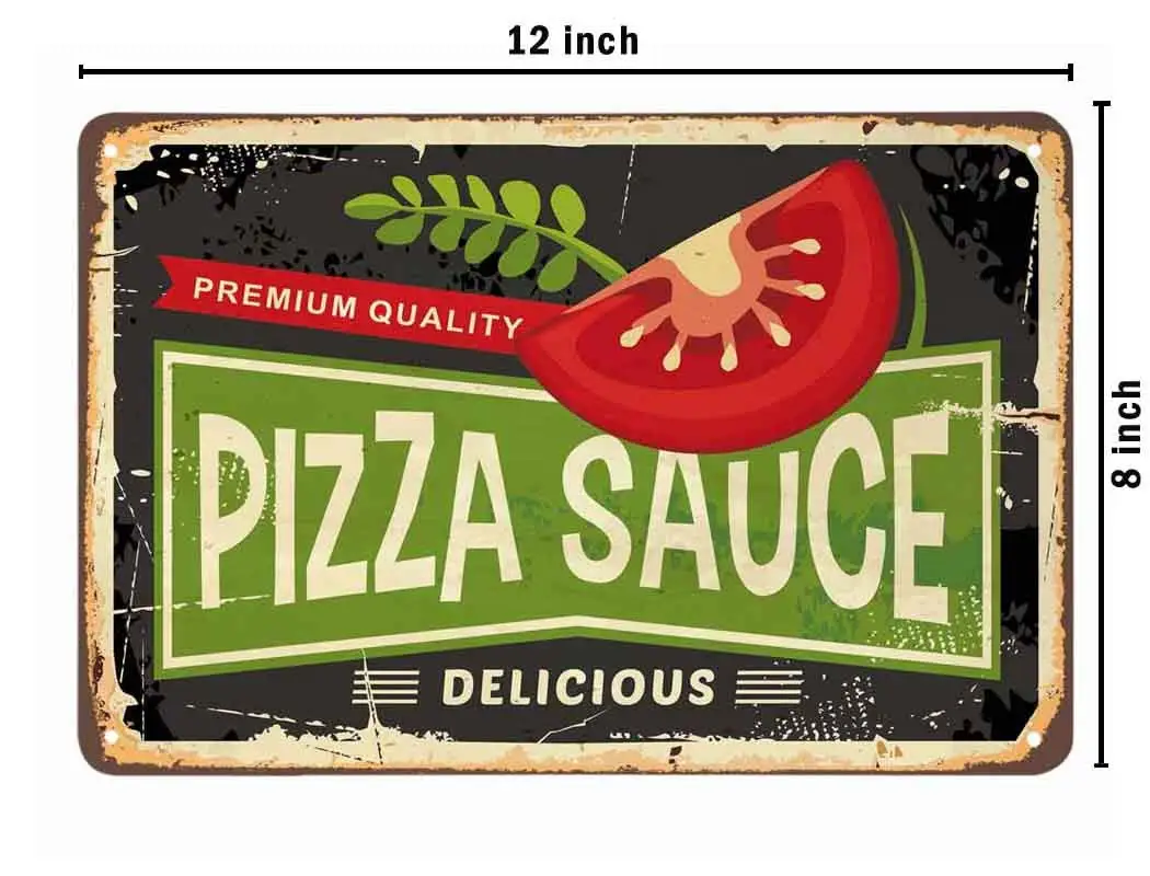 Жестяная вывеска в виде соуса для пиццы вкусные блюда помидоры листья петрушки