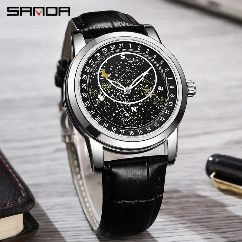 

SANDA New Men Mechanical Watch Gypsophila Watches for Men Shining Star Automatic Men's Wristwatch Luminous Luxury Wrist watch