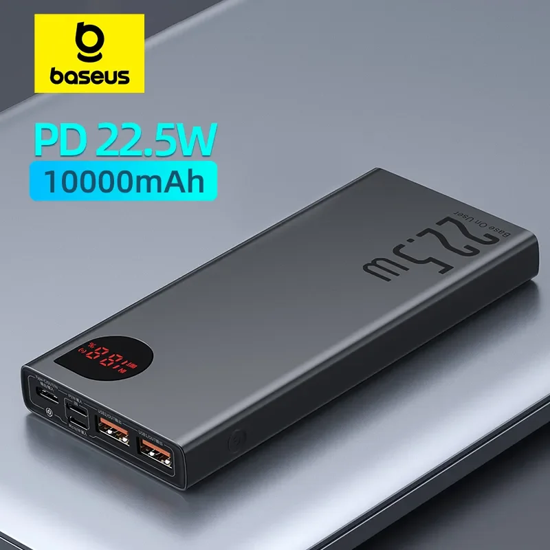 

Baseus Power Bank 10000mAh with 22.5W PD Fast Charging Powerbank Portable Battery Charger For iPhone 15 14 13 12 Pro Max Xiaomi