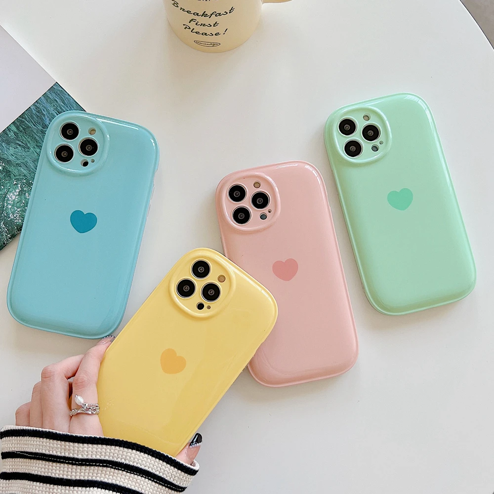 

Candy Color Soft Love Heart Phone Case For iPhone 11 12 13 iPhone11 iPhone12 iPhone13 Pro Max Bumper Shockproof Back Cover Bag