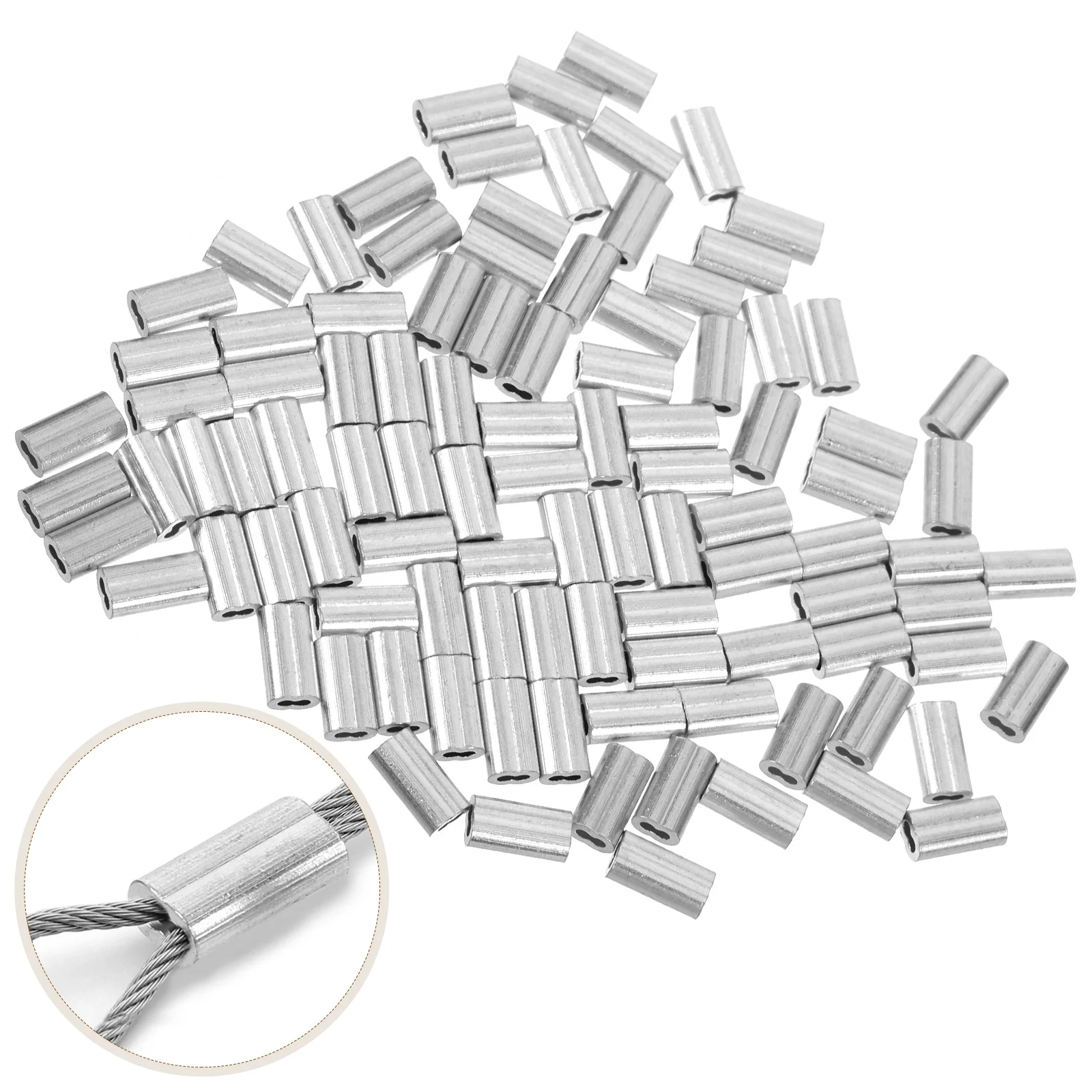 

100 шт. 8-образные алюминиевые обжимные муфты для проводов Легкое крепление обжимные муфты для веревок обжимные инструменты для установки кабельных зажимов
