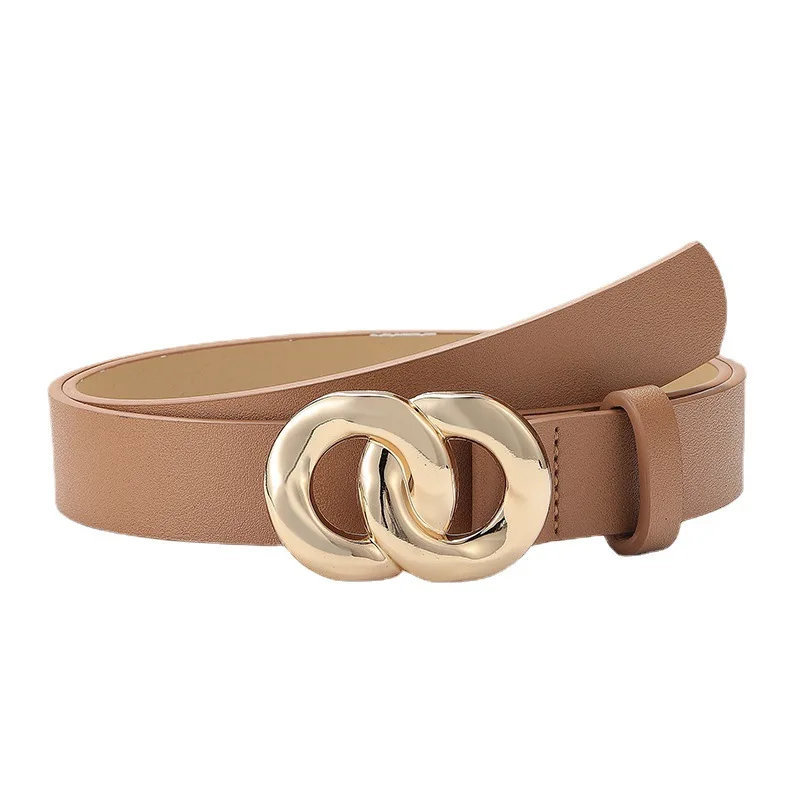 

Chain Buckle Belt Women 2022 Dress Simple Fashion Leather Waistband Thin Skinny Metal Gold Length 105 Cm Width 2.8 Cm Belt