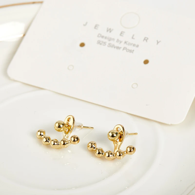 

Design Sense Back Hanging Gold Bean Earrings For Woman Korean Fashion Jewelry Unusual Accessories For New Goth Party Girls